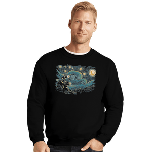 Shirts Crewneck Sweater, Unisex / Small / Black Starry Robot