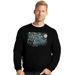 Shirts Crewneck Sweater, Unisex / Small / Black Starry Robot