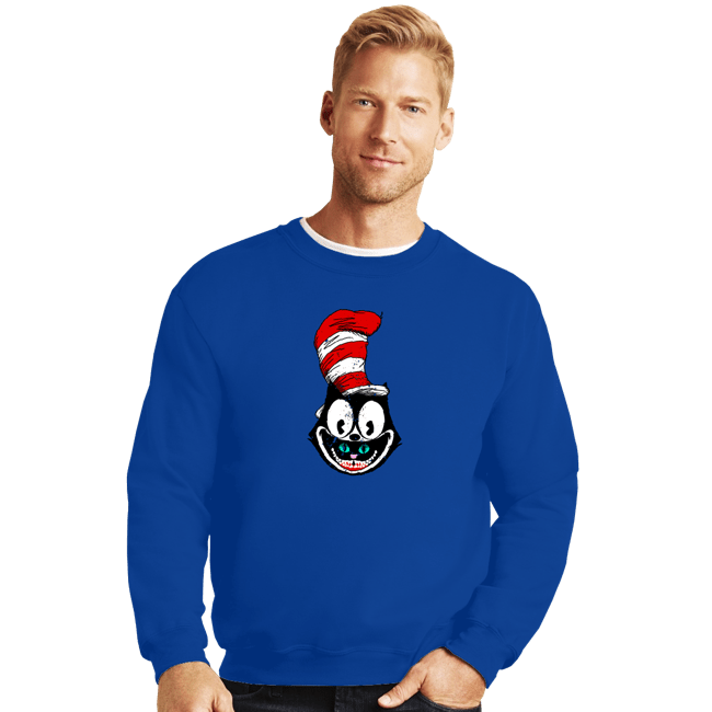 Shirts Crewneck Sweater, Unisex / Small / Royal Blue Mad Cat Hat