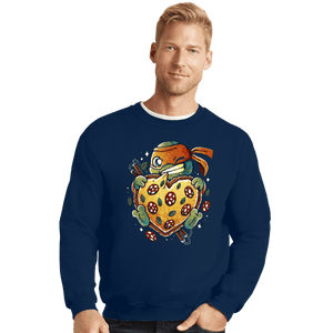 Daily_Deal_Shirts Crewneck Sweater, Unisex / Small / Navy Love Pizza