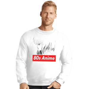 Shirts Crewneck Sweater, Unisex / Small / White 80s Anime