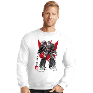 Daily_Deal_Shirts Crewneck Sweater, Unisex / Small / White Destruction Sumi-e