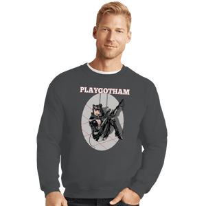 Shirts Crewneck Sweater, Unisex / Small / Charcoal Playgotham Catwoman