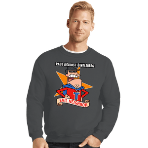 Shirts Crewneck Sweater, Unisex / Small / Charcoal Evil Neighbor