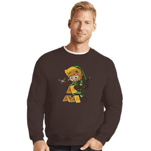 Shirts Crewneck Sweater, Unisex / Small / Dark Chocolate Tri-House Of Cards