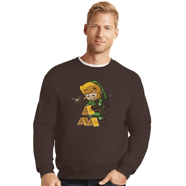Shirts Crewneck Sweater, Unisex / Small / Dark Chocolate Tri-House Of Cards