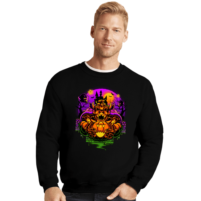 Daily_Deal_Shirts Crewneck Sweater, Unisex / Small / Black Happy Bowserween