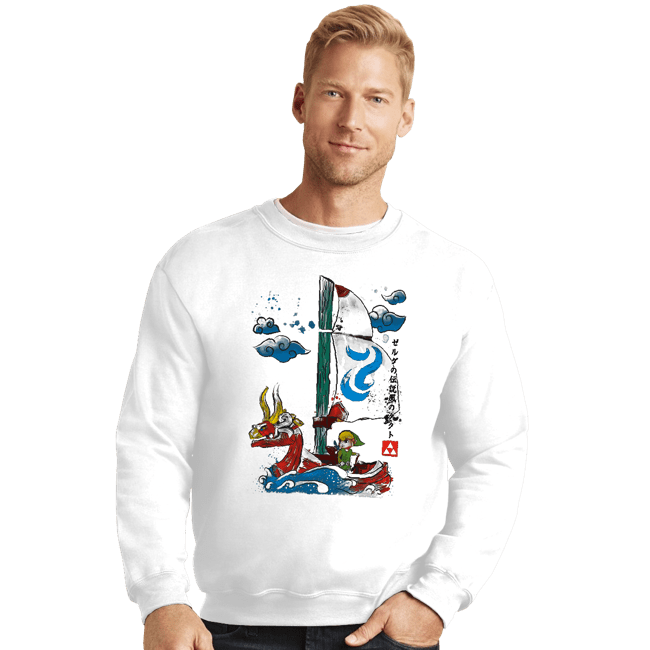 Secret_Shirts Crewneck Sweater, Unisex / Small / White Sailor With The Wind