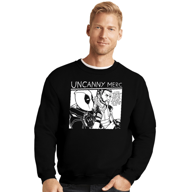 Daily_Deal_Shirts Crewneck Sweater, Unisex / Small / Black Uncanny Merc