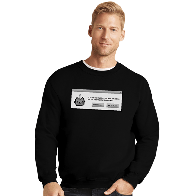 Shirts Crewneck Sweater, Unisex / Small / Black Alert Cat