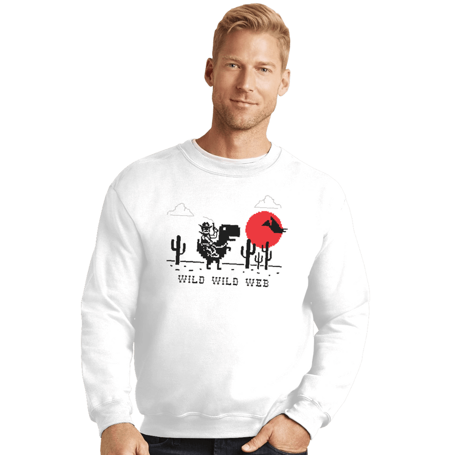 Shirts Crewneck Sweater, Unisex / Small / White Wild Wild Web