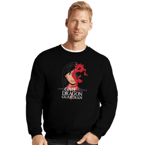 Shirts Crewneck Sweater, Unisex / Small / Black The Girl With The Dragon Guardian