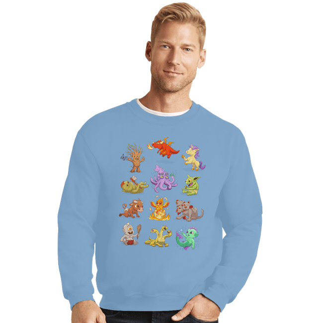 Shirts Crewneck Sweater, Unisex / Small / Powder Blue Diapers & Dragons