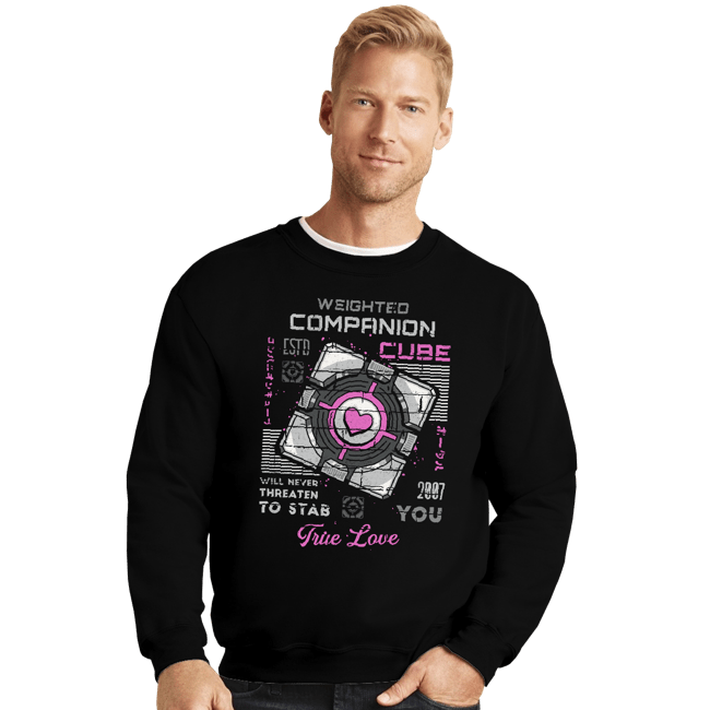 Secret_Shirts Crewneck Sweater, Unisex / Small / Black Companion Cube