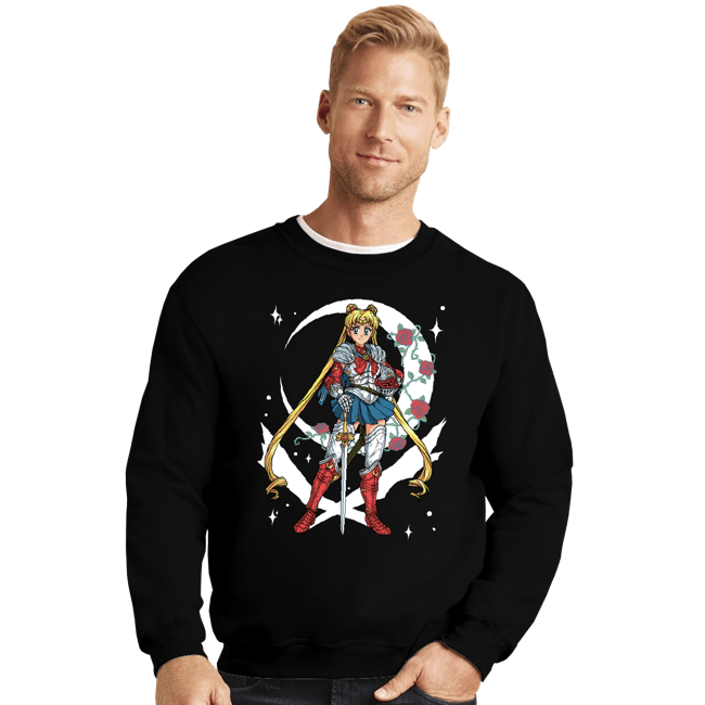 Daily_Deal_Shirts Crewneck Sweater, Unisex / Small / Black Full Armor Moon