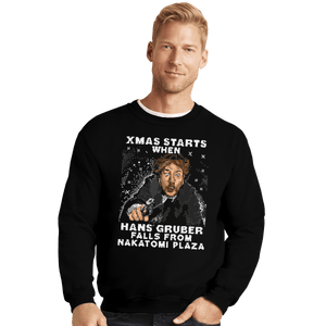Shirts Crewneck Sweater, Unisex / Small / Black Hans Gruber Ugly Sweater