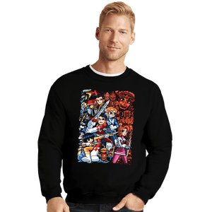 Daily_Deal_Shirts Crewneck Sweater, Unisex / Small / Black Morphin Pilgrim