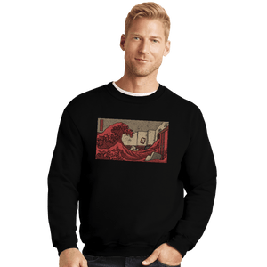 Shirts Crewneck Sweater, Unisex / Small / Black Shining Wave