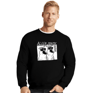 Daily_Deal_Shirts Crewneck Sweater, Unisex / Small / Black Alien Youth