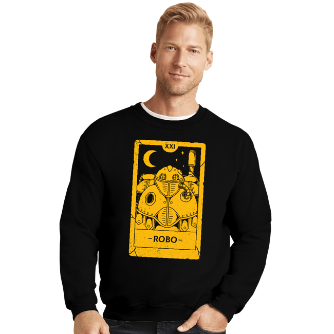 Shirts Crewneck Sweater, Unisex / Small / Black Robo Tarot Card