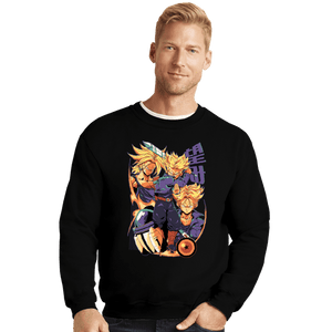 Daily_Deal_Shirts Crewneck Sweater, Unisex / Small / Black Saiyan Time Traveller