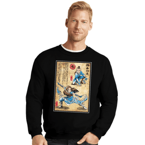 Daily_Deal_Shirts Crewneck Sweater, Unisex / Small / Black Water Tribe Master Woodblock
