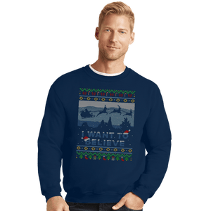 Daily_Deal_Shirts Crewneck Sweater, Unisex / Small / Navy Believe In Xmas