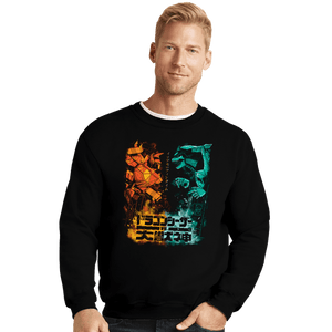 Daily_Deal_Shirts Crewneck Sweater, Unisex / Small / Black Dragon VS Beast