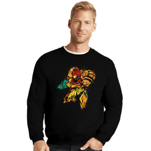 Shirts Crewneck Sweater, Unisex / Small / Black Metroid - Galactic Bounty Hunter