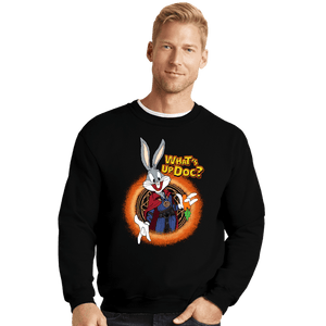 Daily_Deal_Shirts Crewneck Sweater, Unisex / Small / Black Doctor Bunny Looneyverse