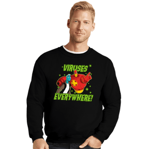 Daily_Deal_Shirts Crewneck Sweater, Unisex / Small / Black Viruses Everywhere