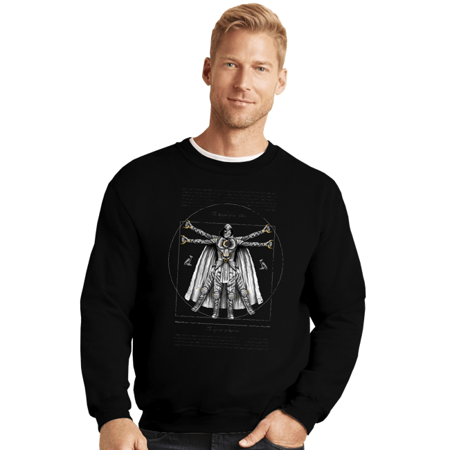 Daily_Deal_Shirts Crewneck Sweater, Unisex / Small / Black Vitruvian Moon Knight