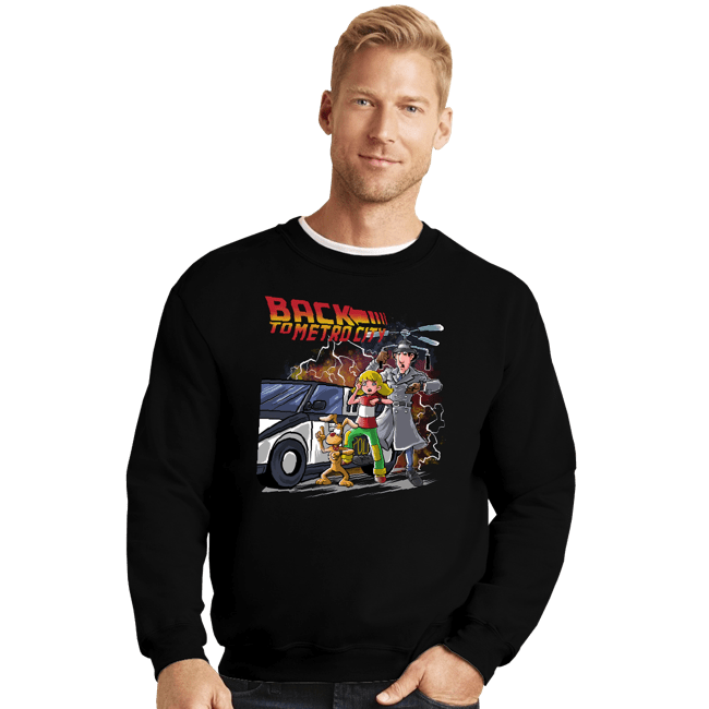 Daily_Deal_Shirts Crewneck Sweater, Unisex / Small / Black Back To Metro City