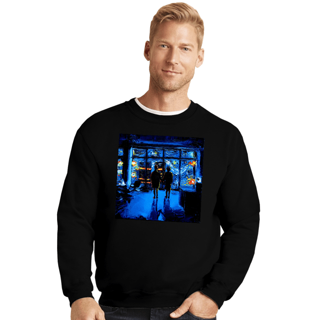 Daily_Deal_Shirts Crewneck Sweater, Unisex / Small / Black Van Gogh Never Watched The World Burn