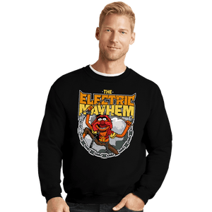 Daily_Deal_Shirts Crewneck Sweater, Unisex / Small / Black Electric Mayhem