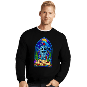 Daily_Deal_Shirts Crewneck Sweater, Unisex / Small / Black Stained Glass Xmas