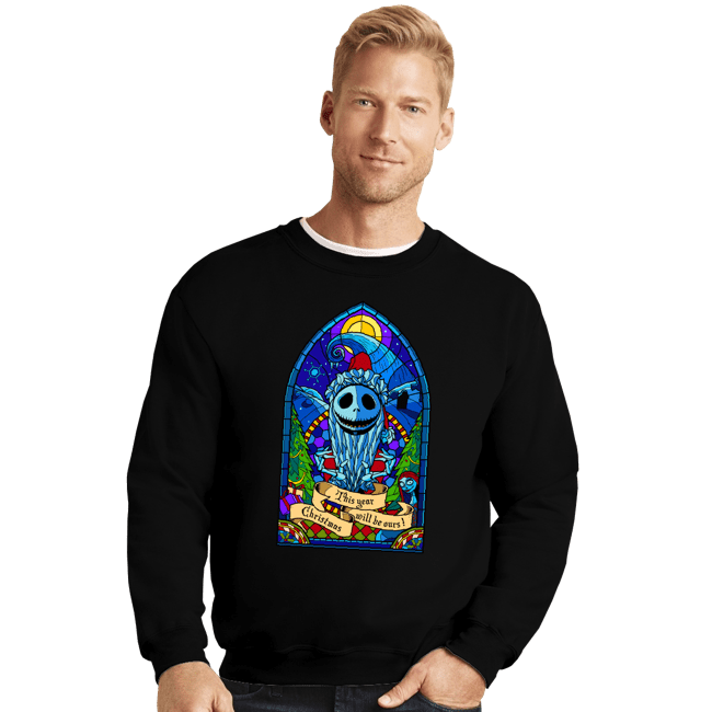 Daily_Deal_Shirts Crewneck Sweater, Unisex / Small / Black Stained Glass Xmas