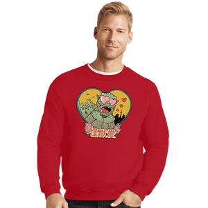 Daily_Deal_Shirts Crewneck Sweater, Unisex / Small / Red Kaiju Love