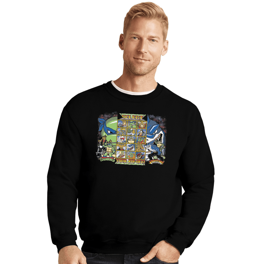 Shirts Crewneck Sweater, Unisex / Small / Black Clash Of Rip Offs