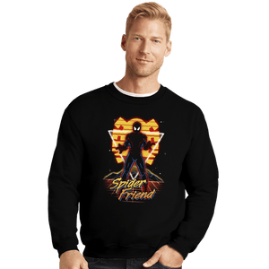 Shirts Crewneck Sweater, Unisex / Small / Black Retro Spider Friend