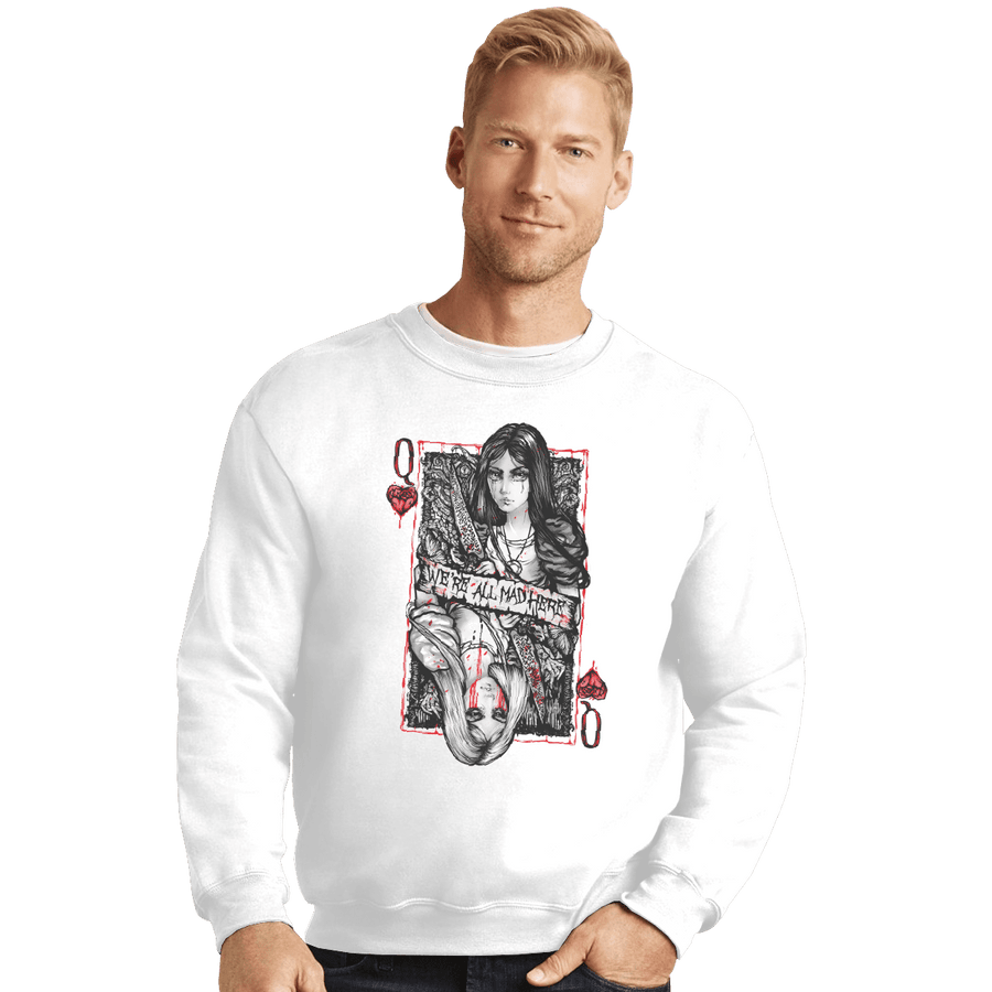 Shirts Crewneck Sweater, Unisex / Small / White Madness Wonderland