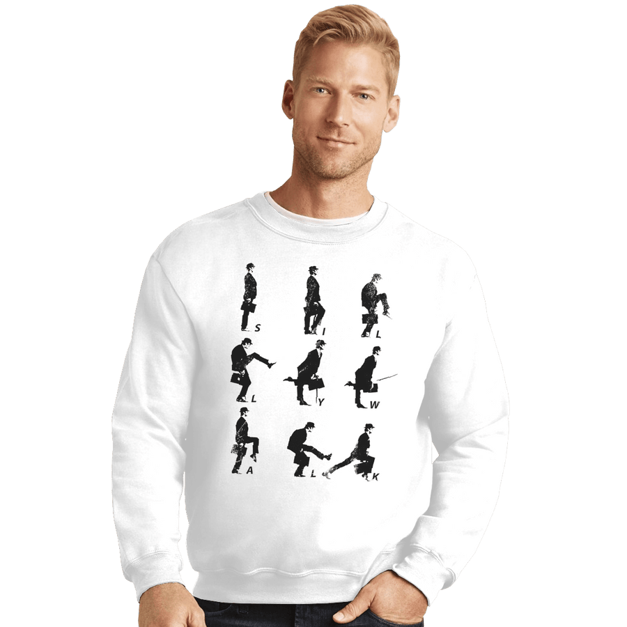 Shirts Crewneck Sweater, Unisex / Small / White Silly Walk
