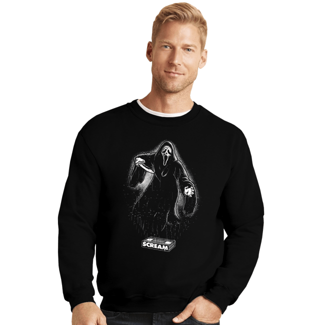 Daily_Deal_Shirts Crewneck Sweater, Unisex / Small / Black Glow In The Dark GhostFace
