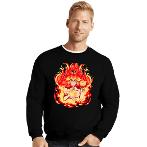 Daily_Deal_Shirts Crewneck Sweater, Unisex / Small / Black Peach Fire
