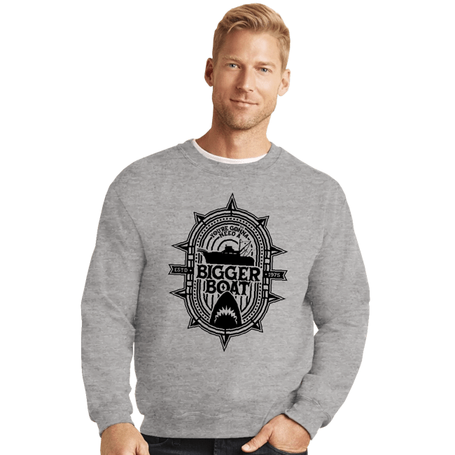 Secret_Shirts Crewneck Sweater, Unisex / Small / Sports Grey Bigger Boat
