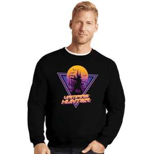Daily_Deal_Shirts Crewneck Sweater, Unisex / Small / Black Neon Vampire Hunter