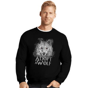 Shirts Crewneck Sweater, Unisex / Small / Black Adopt A Wolf