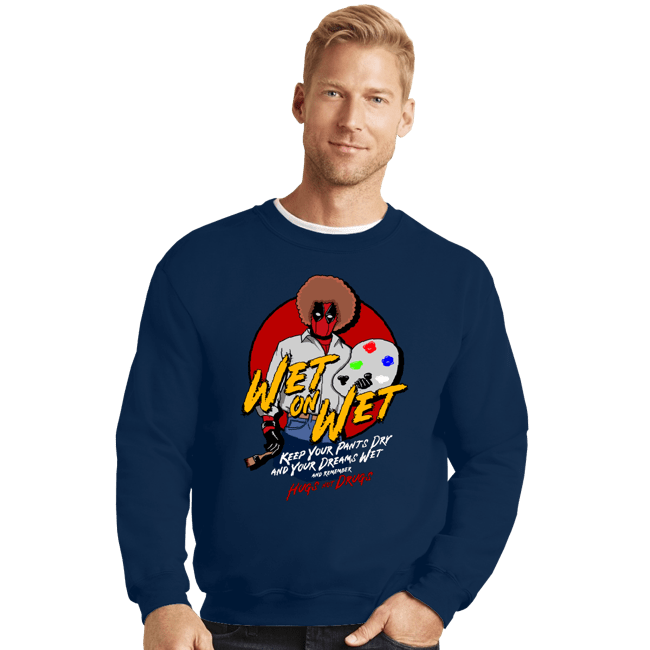 Secret_Shirts Crewneck Sweater, Unisex / Small / Navy Wet On Wet
