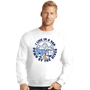 Daily_Deal_Shirts Crewneck Sweater, Unisex / Small / White Van By The River