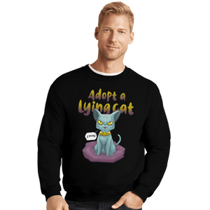 Shirts Crewneck Sweater, Unisex / Small / Black Adopt A Lying Cat